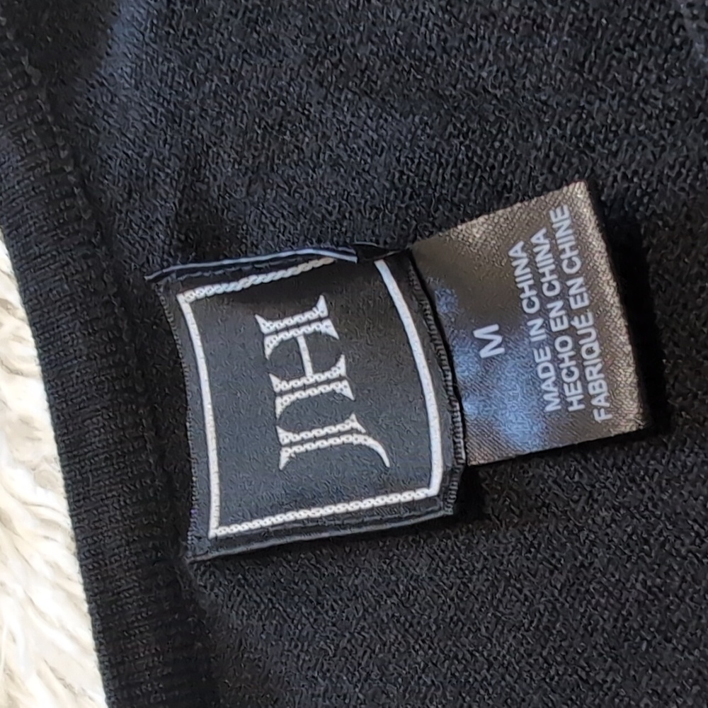 NWT JH Black Knit A Line Sweater Dress With Contrast Striped Hems Size Medium - Picture 7 of 12